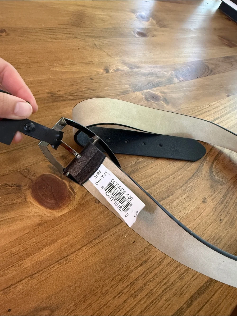 George Black Leather Belt with Metal Buckle size large